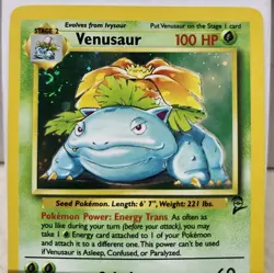 Pokemon - 18/130 Venusaur Near Mint Holo Base Set 2 Heavily Played HP Swirl - Image 2