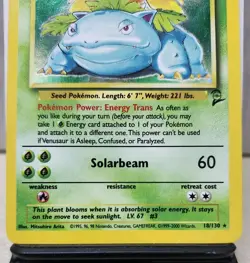Pokemon - 18/130 Venusaur Near Mint Holo Base Set 2 Heavily Played HP Swirl - Image 3
