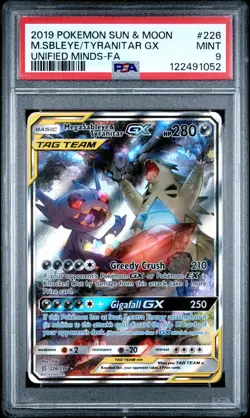 Pokemon Mega Sableye & Tyranitar GX 226/236 Alt Art Unified Minds PSA 9 Mint - Image 1