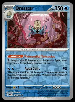 OMASTAR - 139/165 - POKEMON 151 MEW ENGLISH - REVERSE HOLO - NM - Image 1