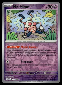 MR MIME [FOIL] - 122/165 - POKEMON 151 MEW-EN REVERSE ENGLISH - NM - Image 1