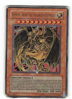 Yugioh HAMON, HERR DES TOSENDEN DONNERS , soi-de002 Ultra Rare deutsch Played - Image 1
