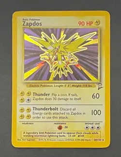 Pokemon Card Zapdos 20/130 Holo Base Set 2 - Heavily Played - Image 1