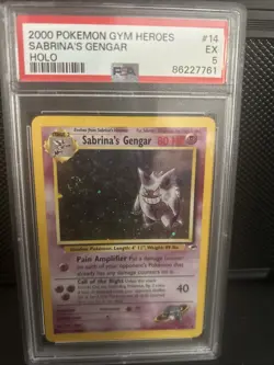Pokemon TCG Sabrina's Gengar Holo Rare Card 14/132 Gym Heroes PSA 5 - Image 1