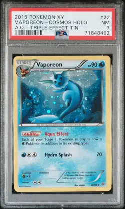 PSA 7 NM Vaporeon 22/98 Ancient Origins Cosmos Holo Tin Exclusive Pokemon 2015 - Image 1