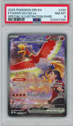 2025 Pokemon DRI Ethan's Ho-Oh ex 230/182 Special Illustration Rare PSA 8 - Image 1