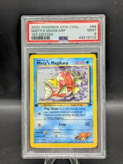 1st Edition 2000 Pokemon Gym Challenge 88/132 Misty's Magikarp PSA Mint 9 CLEAN - Image 1