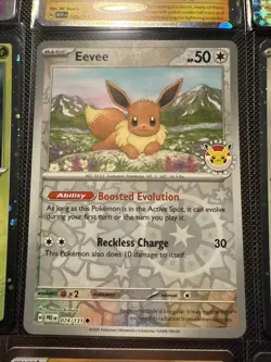 Eevee SWIRL + ERROR COSMOS HOLO BLEED + POKEMON DAY 074/131 Pokemon TCG Card PRE - Image 1