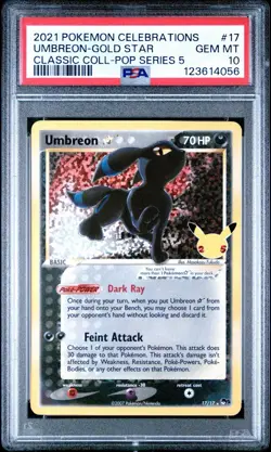 Pokemon Umbreon Gold Star Celebrations Classic Collection PSA 10 Gem Mint 17/17 - Image 1