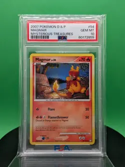 PSA 10 Magmar 54/123 Mysterious Treasures Set Uncommon 2007 English Pokemon TCG - Image 1