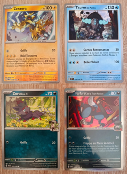 Lot De 4 Cartes Pokemon, dont 1 Holo et 1 Argentee - Image 1