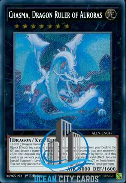 Yugioh Chasma, Dragon Ruler Of Auroras ALIN-EN047 Secret Rare 1st Edition - Image 1