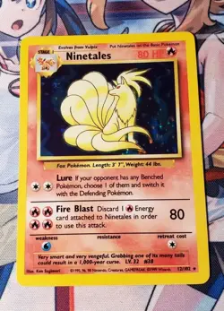 Pokemon Card Ninetales #13/130 Base Set Rare Holo Unlimited Card LP Vintage - Image 1