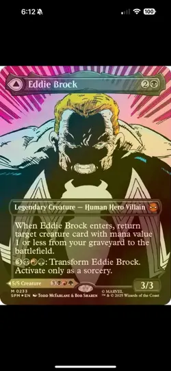 WOTC Marvel's Spider-Man Eddie Brock (0233) (Borderless) (MR) (Foil) NM - Image 1