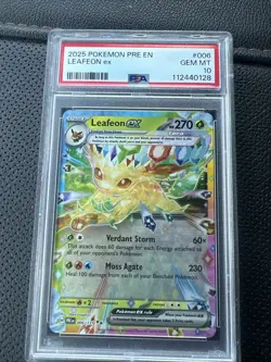 2025 POKEMON PRE EN-PRISMATIC EVOLUTIONS #006 LEAFEON EX PSA 10 - Image 1