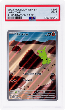 2023 Pokemon Scarlet and Violet Obsidian Flames Larvitar PSA 9 - Image 1