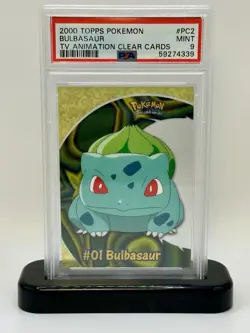 2000 TOPPS POKEMON TV ANIMATION CLEAR CARDS BULBUSAUR PSA 9 MINT - Image 1