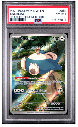 2023 POKEMON SVP EN-SV BLACK STAR PROMO 151 ELITE TRAINER BOX #051 SNORLAX PSA 8 - Image 1