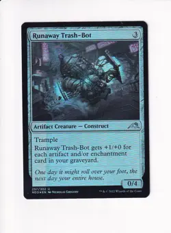 Vintage Magic The Gathering MTG FOIL 2022 RUNAWAY TRASH-BOT 257/302 (Sh) - Image 1