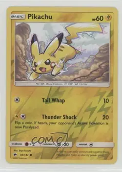 Pikachu Reverse Foil Pokemon Sun & Moon Burning Shadows #40 - Image 1
