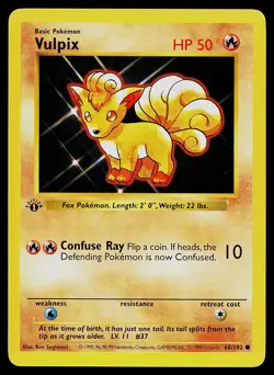 Pokemon Card - Vulpix Base Set (Shadowless) 68/102 1st Edition - Image 1