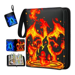 4 Pocket Trading Card Binder Album With 50 Removable Sleeves Portable Zipper New - Image 1
