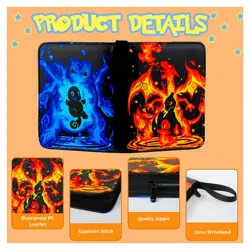 4 Pocket Trading Card Binder Album With 50 Removable Sleeves Portable Zipper New - Image 2