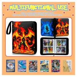 4 Pocket Trading Card Binder Album With 50 Removable Sleeves Portable Zipper New - Image 3