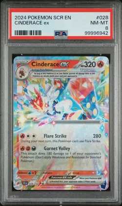 2024 POKEMON SCR EN-STELLAR CROWN #028 CINDERACE EX PSA 8 - Image 1