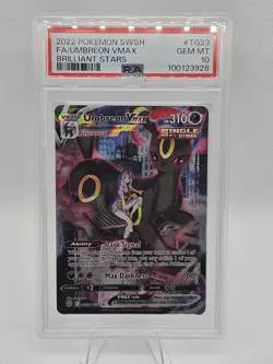 2022 Pokemon Sword Shield Brilliant Stars #TG23 Full Art Umbreon VMAX PSA 10 - Image 1