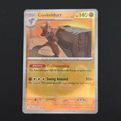 Pokemon TCG Card Conkeldurr 049/086 Black Bolt Pokeball Reverse Holo - NM - Image 1
