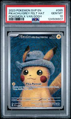 2023 POKEMON SVP EN-SV BLACK STAR PROMO #085 PIKACHU WITH GREY FELT HAT PSA 10 - Image 1