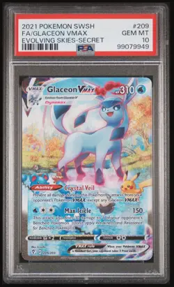 2021 POKEMON SWORD & SHIELD EVOLVING SKIES SECRET FA/GLACEON VMAX PSA 10 W GUARD - Image 3
