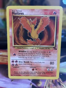 Pokemon Moltres 27/62 WotC Fossil Unlimited Regular Rare LP - Image 1