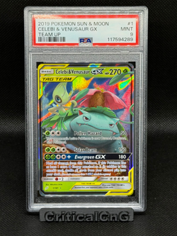 Pokemon Team Up Celebi and Venusaur GX 1/81 PSA 9 - Image 1