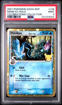 2021 POKEMON SWSH BLACK STAR PROMO CELEBRATIONS COLL #136 MIMIKYU-HOLO PSA 9 - Image 1