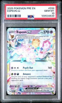 2025 Pokemon Prismatic Evolutions Espeon ex PSA 10 Gem Mint - Image 1