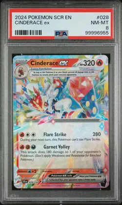 2024 POKEMON SCR EN-STELLAR CROWN #028 CINDERACE EX PSA 8 - Image 1