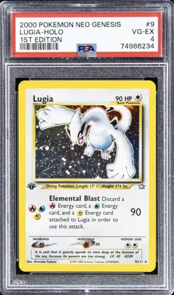 2000 POKEMON NEO GENESIS 1ST ED #9 LUGIA-HOLO PSA 4 - Image 1