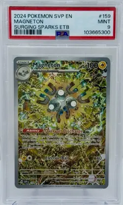 2024 Pokemon SVP EN-SV Surging Sparks ETB Black Star Promo #159 Magneton PSA 9 - Image 1