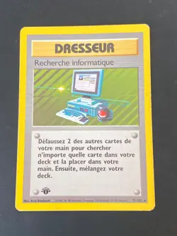 CARTE POKEMON RECHERCHE INFORMATIQUE 71/102 EDITION 1 FR RARE SET DE BASE - TBE - Image 1