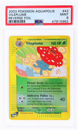 2003 Pokemon Aquapolis Vileplume Reverse Holo #43 PSA 9 - Image 1