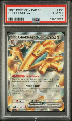 2023 POKEMON PARADOX RIFT PAR EN #139 GHOLDENGO ex - PSA 10 LOW POP! - Image 1