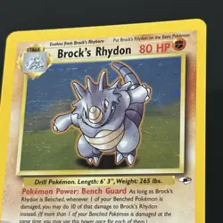 Brock's Rhydon Holo Rare 2/132 Gym Heroes Pokemon Card Vintage NM - Image 2