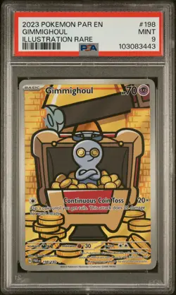 2023 POKEMON PAR EN-PARADOX RIFT ILLUSTRATION RARE #198 GIMMIGHOUL PSA 9 - Image 1