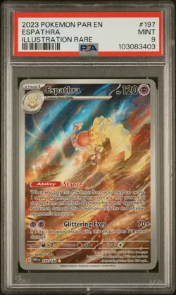 2023 POKEMON PAR EN-PARADOX RIFT ILLUSTRATION RARE #197 ESPATHRA PSA 9 - Image 1