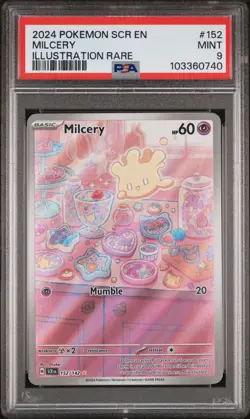 2024 POKEMON SCR EN-STELLAR CROWN ILLUSTRATION RARE #152 MILCERY PSA 9 - Image 1