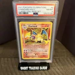 2021 Pokemon Celebrations Charizard Holo classic-coll-base set PSA 8 - Image 1