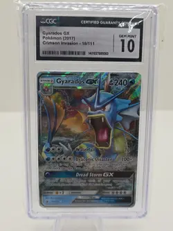 2017 Gyarados GX #18 Pokemon Crimson Invasion Sun & Moon CGC 10 Ultra Rare - Image 1