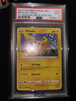 PSA 9 MINT Pikachu SWSH039 Black Star Promos Celebrations General Mills Pokemon! - Image 1